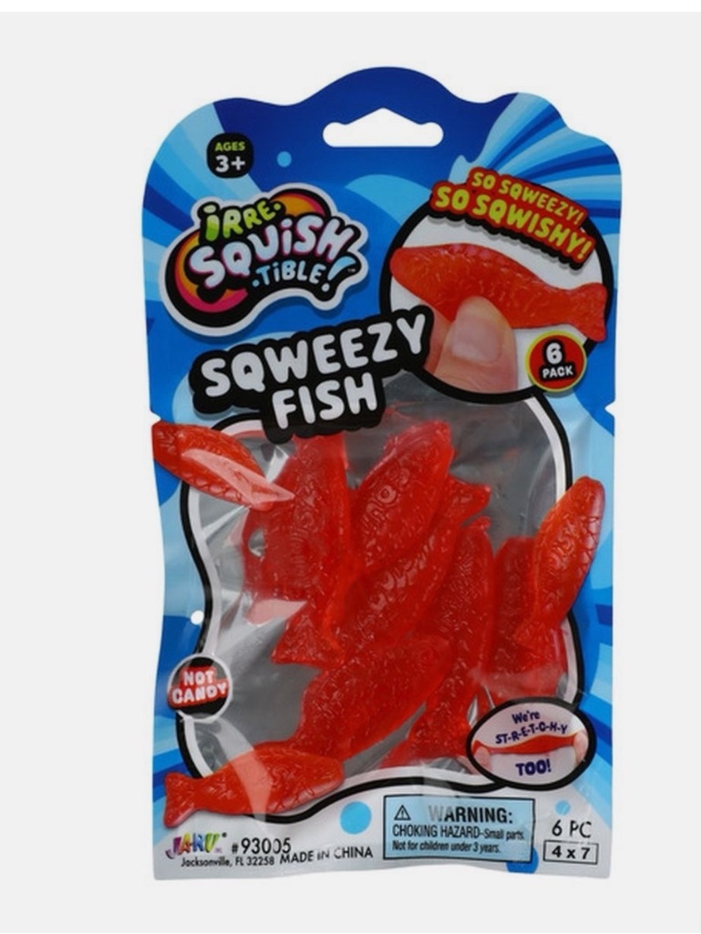 Irre-Squish-Tible Squeezy Fish Stretchy Fidget Toys - Red 🎏